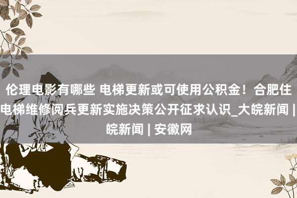 伦理电影有哪些 电梯更新或可使用公积金！合肥住宅老旧电梯维修阅兵更新实施决策公开征求认识_大皖新闻 | 安徽网