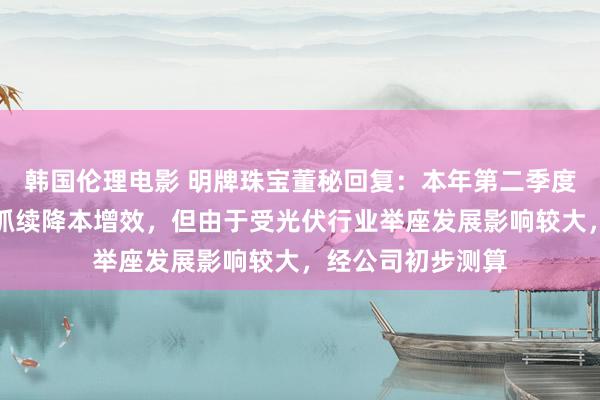 韩国伦理电影 明牌珠宝董秘回复：本年第二季度公司诈欺多举措抓续降本增效，但由于受光伏行业举座发展影响较大，经公司初步测算