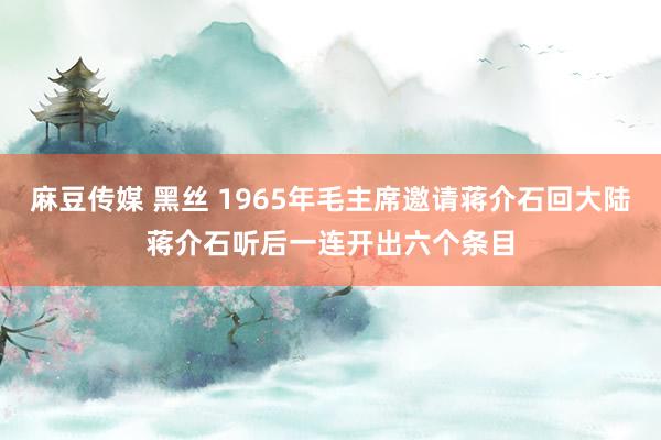 麻豆传媒 黑丝 1965年毛主席邀请蒋介石回大陆蒋介石听后一连开出六个条目